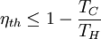 \eta_{th} \le 1 - \frac{T_C}{T_H}\,